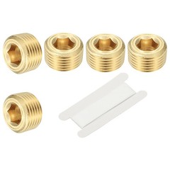 5Pcs Brass 3/8″ NPT Male Pipe Plug Fitting Assortment Kit