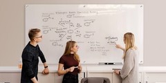 Tempered Glass Whiteboard Frameless Wall Mounted with Tray and Markers w Magnets