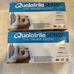 2 Quala Nitrile Exam Gloves, Non-Sterile, Powder-Free White Nude Glove Sz M