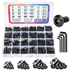 1800PCS Metric Screw Assortment, Bolt M2M3M4M5 1800PCS, Black