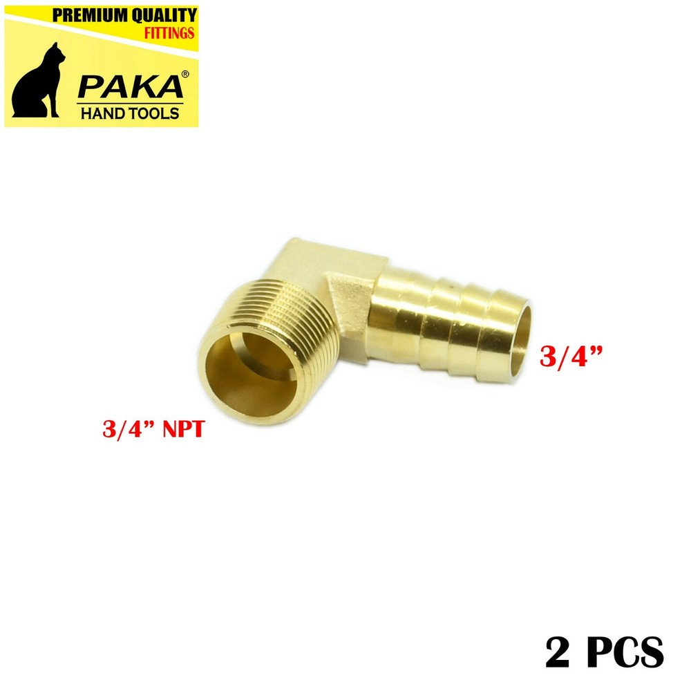 2x 3/4″ HOSE BARB ELBOW X 3/4 MALE NPT Brass Pipe Fitting Thread Gas Fuel Water