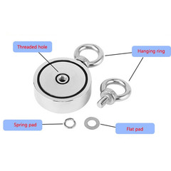 2000 Lbs Fishing Magnet Kit Pull Force Strong Neodymium Manget / Carabiner Rope
