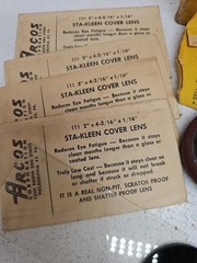 Vintage Welding Goggle Lenses Round Oxweld Type C 16 / 17 Arcos Sta-Kleer Cover