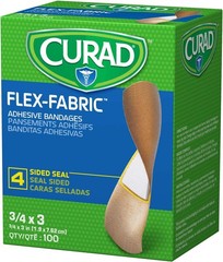 CURAD Flex Fabric Adhesive Bandages, Bandage Size is 100 Count (Pack of 1)