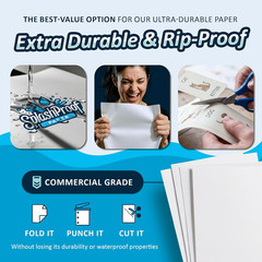 Printer Paper – 8.5″ x 11″, Letter 5 Mil Waterproof Paper, Laser Printer & Copy