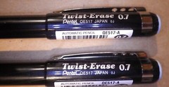 2 Pentel® Twist-Erase Mechanical Pencils, 0.7 mm, Black Barrel QE517-A NEW