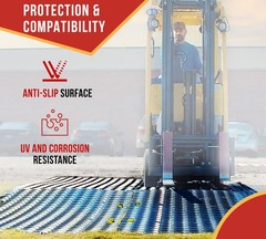 Ground Protection Mats – Black, 2’x8′ Heavy Equipments Mats, Diamond Plate Treat