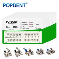 POPDENT Dental Orthodontic Metal Brackets MIM MBT/ROTH 022/018 345H Monoblock