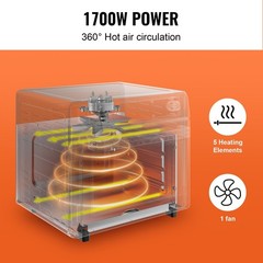 25L 1700W 12-in-1 convection oven with grill & pizza pan, fits 12 slices