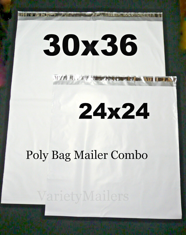 10 Poly Bag Mailer Combo 24×24 & 30×36 EXTRA LARGE Self-Sealing Shipping Bags