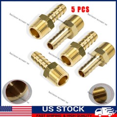 5pcs 3/8″ HOSE BARB X 3/8″ MALE NPT Brass Gas Fuel Water Air Fitting Universal