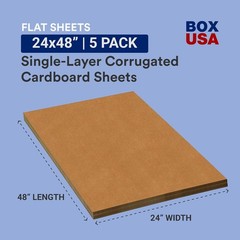 Double Wall Corrugated Cardboard Sheets, 24″ x 48″, Kraft (Pack of 5), (BSP24…