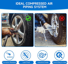 3/4″×100&200&300Ft Compressed Air Line Kit for Shop/Garage, Hdpe-Aluminum Rapid