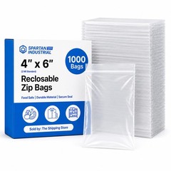 4” X 6” 1000 Count 2 Mil Clear Reclosable Zip Plastic Poly Bags