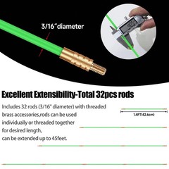 FTIHTRY 45FT Fiberglass Running Electrical Wire Cable Glow Rods Wire Pulling,…