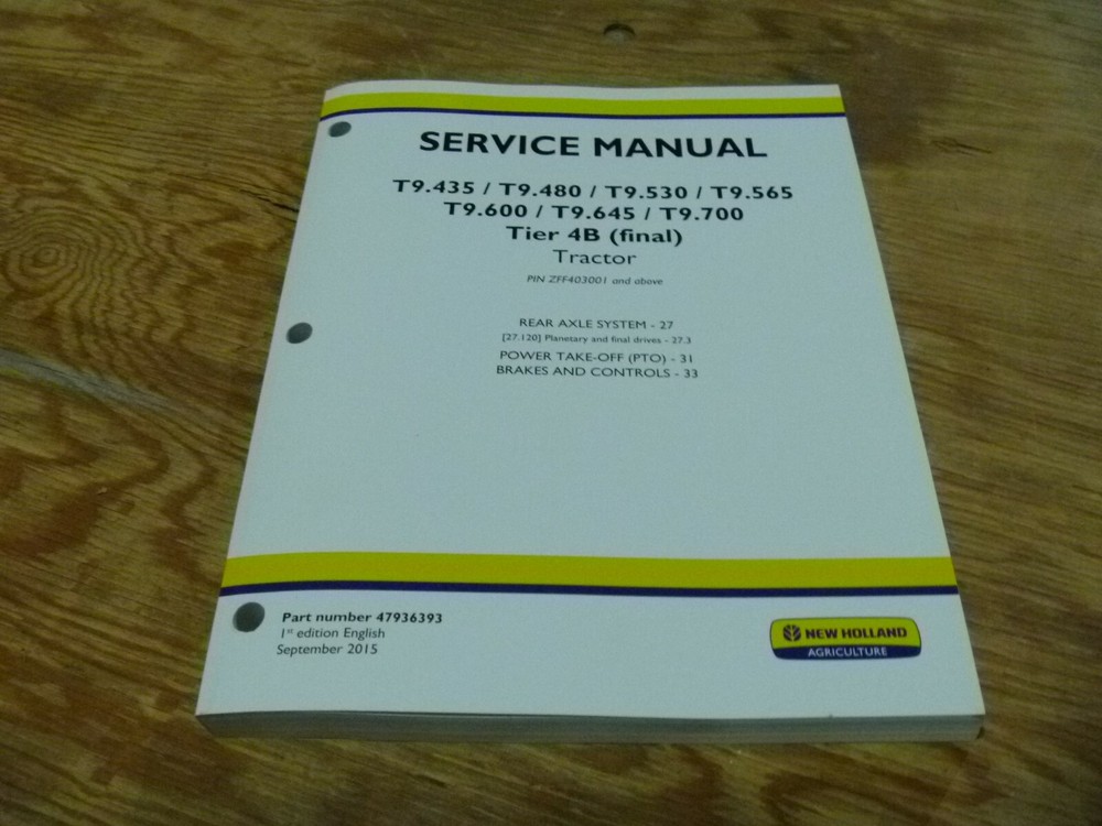 New Holland T9.700 Tier 4B Tractor Rear Axle PTO Shop Service Repair Manual