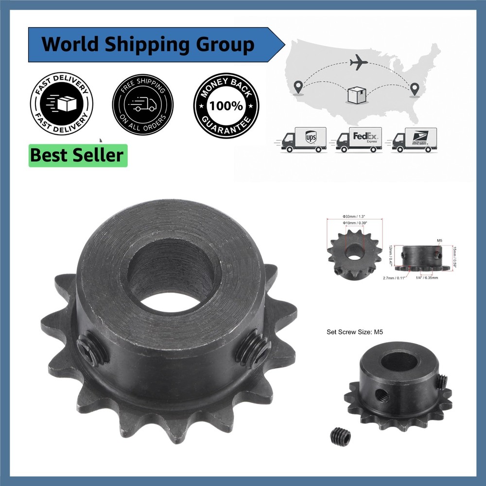 10mm Bore Roller Sprocket – C45 Steel, Rust-Resistant, Easy to Install