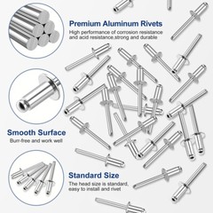 WORKPRO 200Pcs Aluminum Blind Rivets 1/4″ x 1/2″ Pop Rivets Assortment NEW