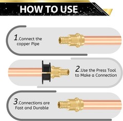 1/2″ Press x 1/2″ PEX Copper Press Coupling Adapter 5 Pack