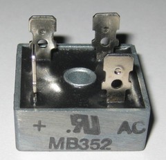 35 Amp 200 Volt Bridge Rectifier – Metal Case – 35A 200V – 1-1/8 Square w/ Hole
