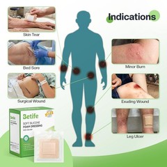 Betife Silicone Foam Dressing Adhesive Border 4×4 15ct Waterproof Wound Pad