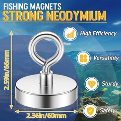 500Lb 227Kg Imanes De Pesca De Neodimio Super Potentes De Grado Magnetico