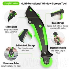 King&Charles Versatile Screen Roller Tool, 3 in 1 Spline/Repair Black