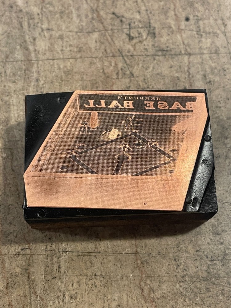 Herbert’s Base Ball / Herbert Specialty Mfg Co, 1929 Copper Print Block (2849)
