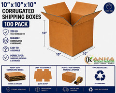 10x10x10 Corrugated Shipping Boxes 100 Pack 200 lb Test Heavy Duty Moving Box