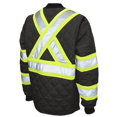 Tough Duck S43211 Men’s Hi-Vis Quilted Safety Jacket, 100% Polyester, Black, M