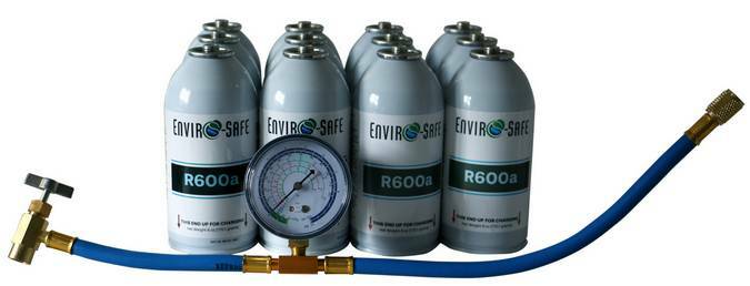 R600, r-600 Refrigerant, 1 case & gauge kit Enviro-Safe #8058