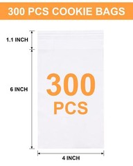 300Pcs Self Adhesive Cookie Bags, 4X6 Inches Self Sealing Cellophane Bags
