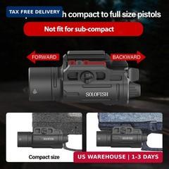 Solofish 1500lm Slidable Pistol Light and Green Beam Combo with Strobe/Momentary