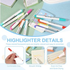 5Pack Broad and Round Tips Highlighter, Brown/Orange Red/Gold/Bright Red/Blue