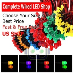 1.8mm 3mm 5mm 10 Pre Wired LED Cabled DC9-12V Diffused Lights Emitting Diodes