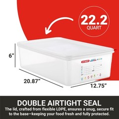 Araven Airtight Container Food Pan Lid For Storage In Kitchen And Restaurant
