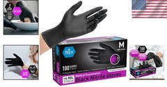 MedPride Nitrile Gloves Powder-Free, Large, Black, 100-Pack