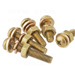 Brass Phillips Pan Head Machine Screws Bolts + Washer + Nuts + Spring Washer Set