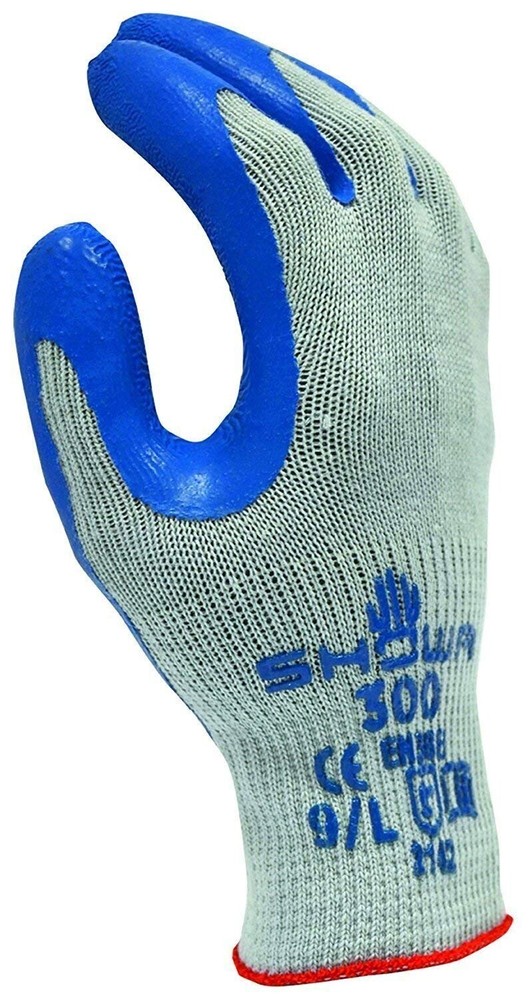 Showa Atlas 300 8/M Medium Work Gloves Blue/Gray Rubber Coated 1/12/72/144 Pairs