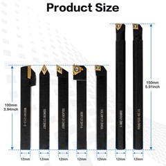 21 PCS Kit,Indexable Lathe Turning Tool,1/2″ 12mm Shank,7Pcs Metal 0.5 inches