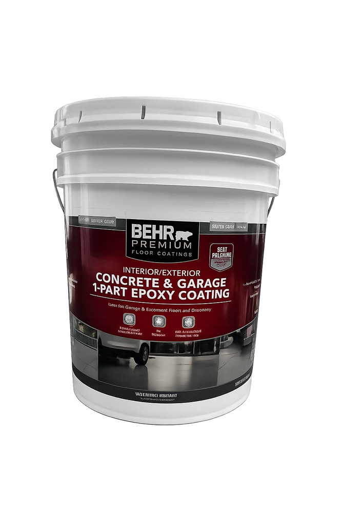 BEHR Premium 5 Gal Concrete & Garage 1-Part Epoxy Coating Silver Gray New