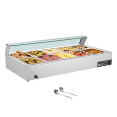 Uimoso Commercial Food Warmer 10-Pan 1700W Buffet Bain Marie with Glass Lid