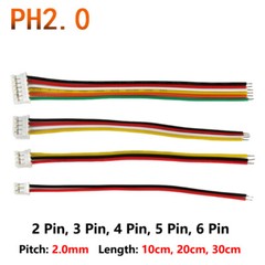 2/3/4/5/6 Pin JST PH 2.0mm Male Connector Plug Terminal Wires Cable 10,20,30CM