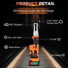 Pro Press Tool Pipe Crimping Kit Press Tool Battery Kit Fit 1/2″ 3/4″ 1″ Copper
