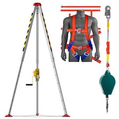 Confined Space Tripod Kit w/ 2600 LBS Lifting Winch Confined Space Rescue Tripod