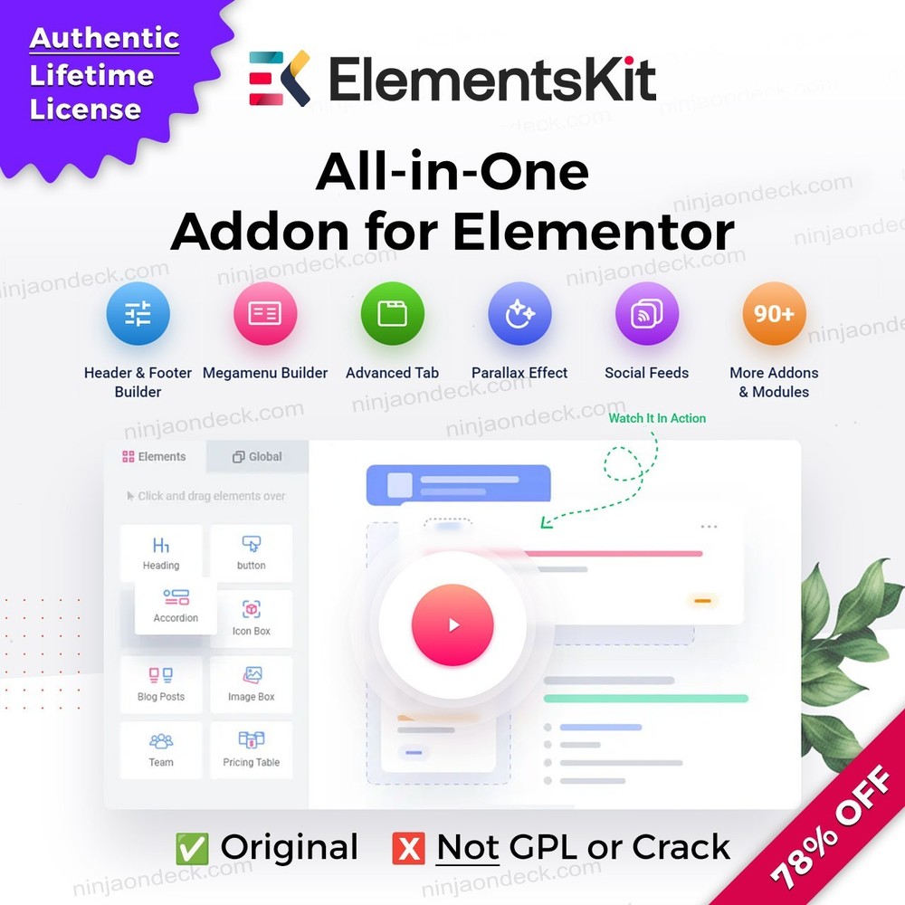 🥷 ElementsKit Pro Official License ‒ Lifetime / 1-Year