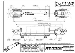 Hydraulic Cylinder Welded Double Acting 3″ Bore 8″ ASAE Stroke Clevis 3×8 NEW