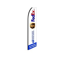 FedEx UPS USPS Ship Center Swooper Flutter Feather Flag | 3ft W x 11.5ft Tall