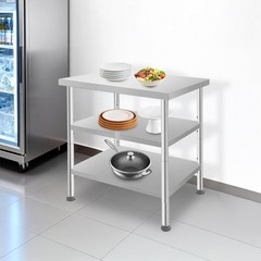 24x30x35 in Tool Bench 3 Tiers Garage Workbench, Silver Work Table With Casters