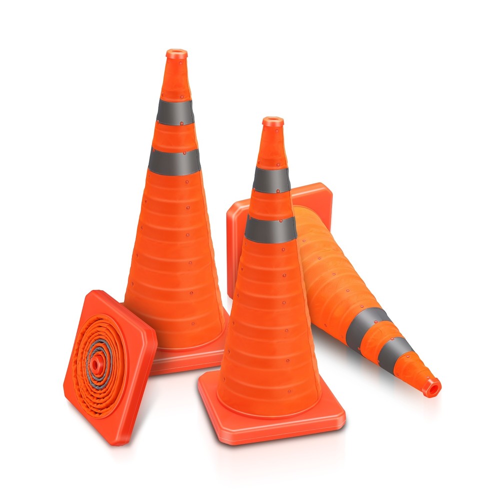 4 x Orange Oxford fabric Collapsible Traffic Safety Cones 28″ X 11.81″ X 1.38″